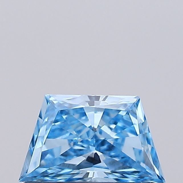 Loose Diamond - TRAPEZOID 0.34ct Fancy Vivid Blue VS1: Loose Diamond - TRAPEZOID 0.34ct Fancy Vivid Blue VS1 Source: This is a real non-mined Diamond that has been grown in a lab Shape: TRAPEZOID Carats: 0.34 Color: Fancy Vivid Blue Certification: NONE