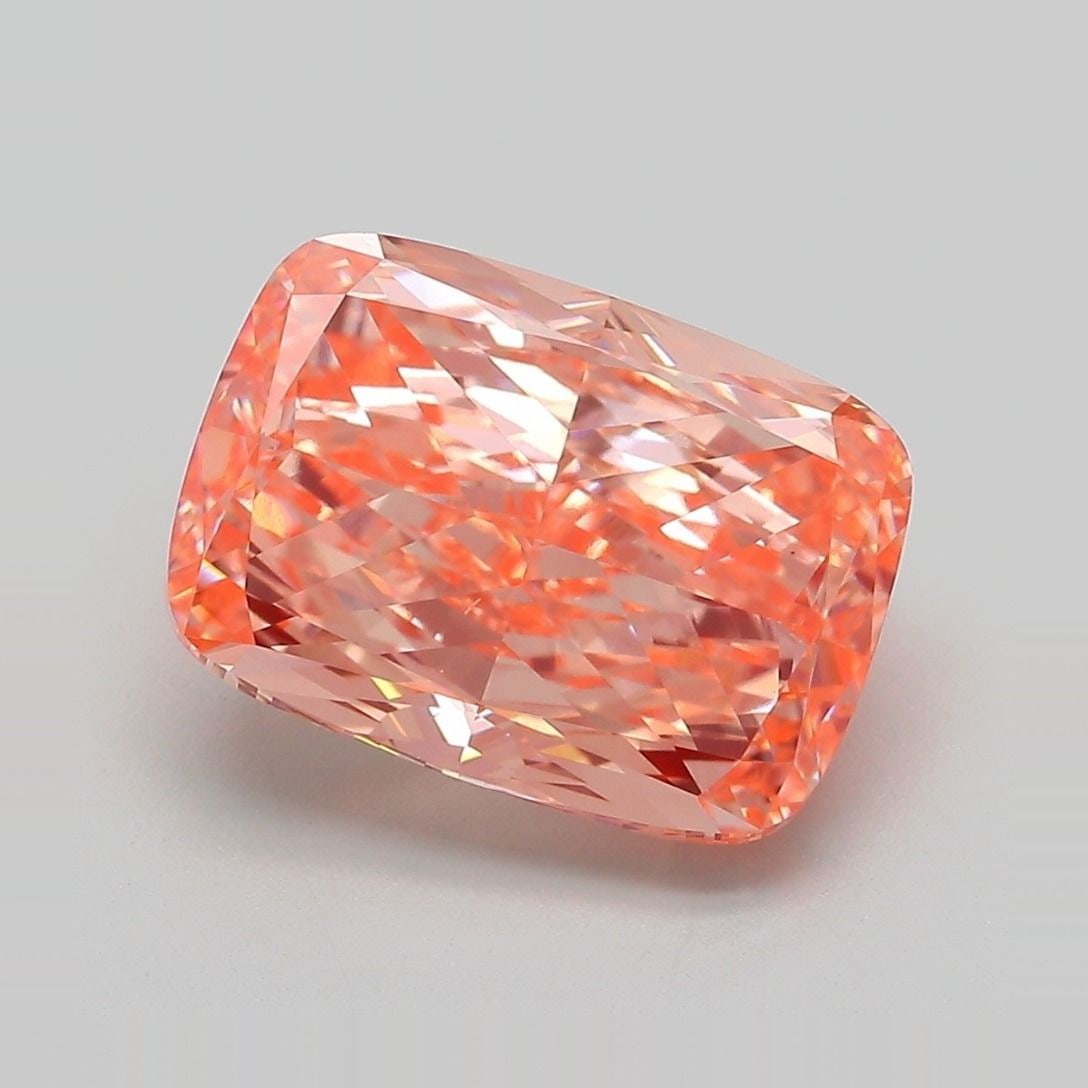 Loose Diamond - CUSHION MODIFIED 5.02ct Fancy Vivid Orangey Pink VS1: Loose Diamond - CUSHION MODIFIED 5.02ct Fancy Vivid Orangey Pink VS1 Source: This is a real non-mined Diamond that has been grown in a lab Shape: CUSHION MODIFIED Carats: 5.02 Color: Fancy Vivid Orang