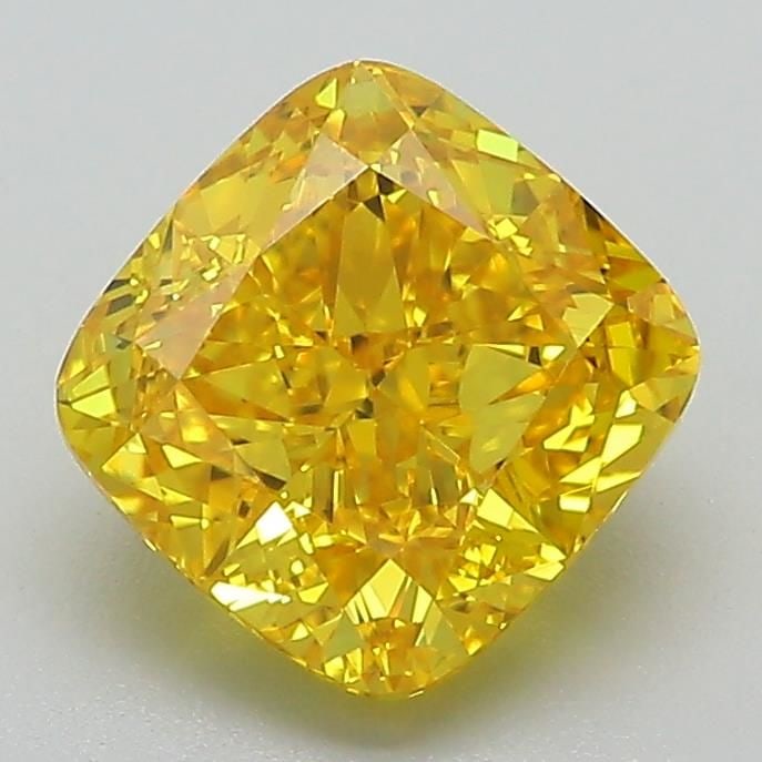 Loose Diamond - CUSHION MODIFIED 2.09ct Fancy Vivid Yellow VVS1: Loose Diamond - CUSHION MODIFIED 2.09ct Fancy Vivid Yellow VVS1 Source: This is a real non-mined Diamond that has been grown in a lab Shape: CUSHION MODIFIED Carats: 2.09 Color: Fancy Vivid Yellow Cer