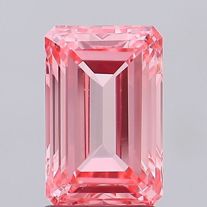 Loose Diamond - EMERALD 1.87ct Fancy Vivid Pink VVS2: Loose Diamond - EMERALD 1.87ct Fancy Vivid Pink VVS2 Source: This is a real non-mined Diamond that has been grown in a lab Shape: EMERALD Carats: 1.87 Color: Fancy Vivid Pink Certification: IGI Video:
