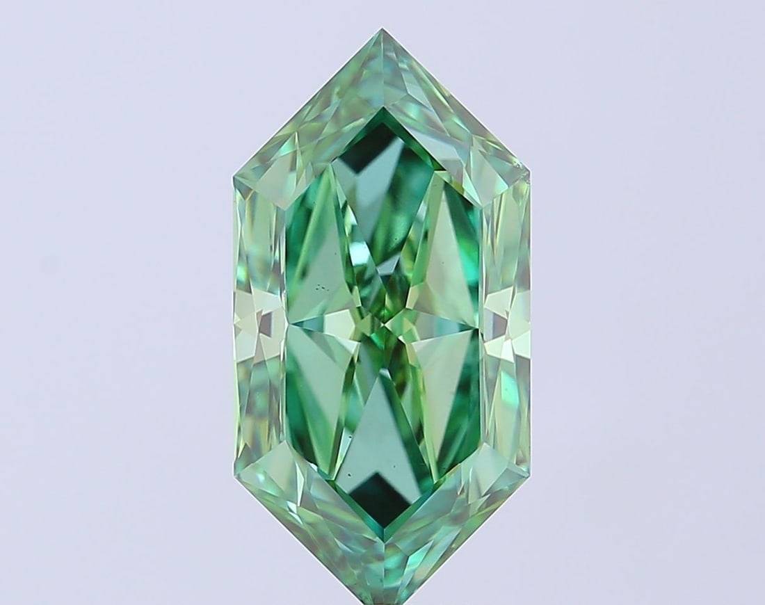 Loose Diamond - HEXAGONAL 6.0ct Fancy Vivid Green VS1: Loose Diamond - HEXAGONAL 6.0ct Fancy Vivid Green VS1 Source: This is a real non-mined Diamond that has been grown in a lab Shape: HEXAGONAL Carats: 6.0 Color: Fancy Vivid Green Certification: IGI Vid