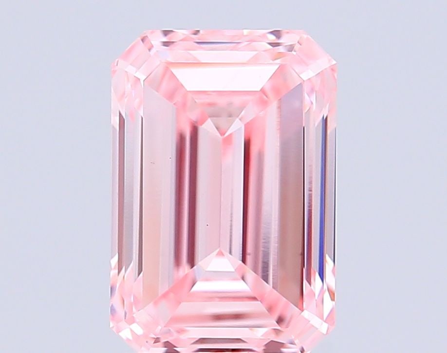Loose Diamond - EMERALD 2.89ct Fancy Intense Pink VS1: Loose Diamond - EMERALD 2.89ct Fancy Intense Pink VS1 Source: This is a real non-mined Diamond that has been grown in a lab Shape: EMERALD Carats: 2.89 Color: Fancy Intense Pink Certification: IGI Vid
