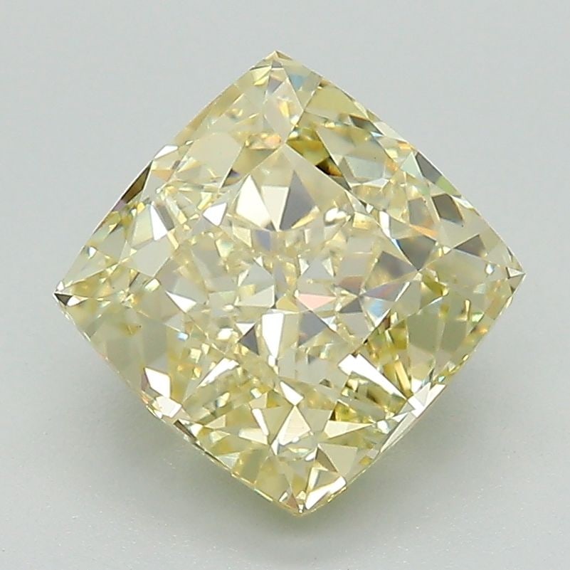Loose Diamond - CUSHION MODIFIED 2.68ct Fancy Light Yellow VS1: Loose Diamond - CUSHION MODIFIED 2.68ct Fancy Light Yellow VS1 Source: This is a real non-mined Diamond that has been grown in a lab Shape: CUSHION MODIFIED Carats: 2.68 Color: Fancy Light Yellow Cert
