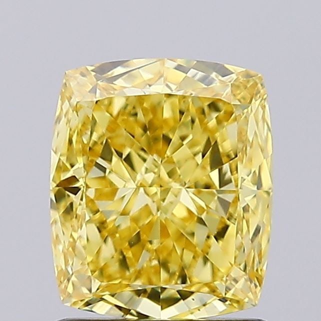 Loose Diamond - CUSHION MODIFIED 1.45ct Fancy Vivid Yellow VS1: Loose Diamond - CUSHION MODIFIED 1.45ct Fancy Vivid Yellow VS1 Source: This is a real non-mined Diamond that has been grown in a lab Shape: CUSHION MODIFIED Carats: 1.45 Color: Fancy Vivid Yellow Cert