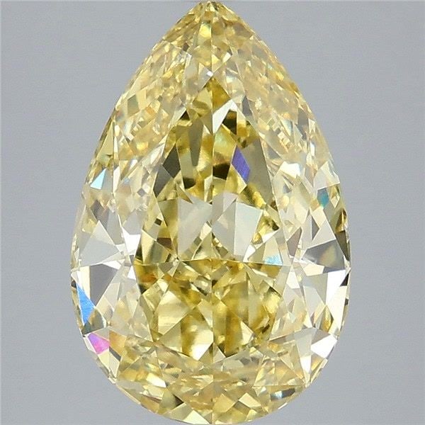 Loose Diamond - PEAR 5.06ct Fancy Intense Yellow VS2: Loose Diamond - PEAR 5.06ct Fancy Intense Yellow VS2 Source: This is a real non-mined Diamond that has been grown in a lab Shape: PEAR Carats: 5.06 Color: Fancy Intense Yellow Certification: IGI Video