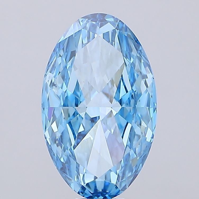 Loose Diamond - OVAL 15.07ct Fancy Vivid Blue VVS2: Loose Diamond - OVAL 15.07ct Fancy Vivid Blue VVS2 Source: This is a real non-mined Diamond that has been grown in a lab Shape: OVAL Carats: 15.07 Color: Fancy Vivid Blue Certification: IGI Video:
