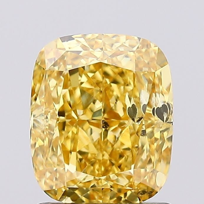 Loose Diamond - CUSHION MODIFIED 1.51ct Fancy Vivid Yellow SI2: Loose Diamond - CUSHION MODIFIED 1.51ct Fancy Vivid Yellow SI2 Source: This is a real non-mined Diamond that has been grown in a lab Shape: CUSHION MODIFIED Carats: 1.51 Color: Fancy Vivid Yellow Cert