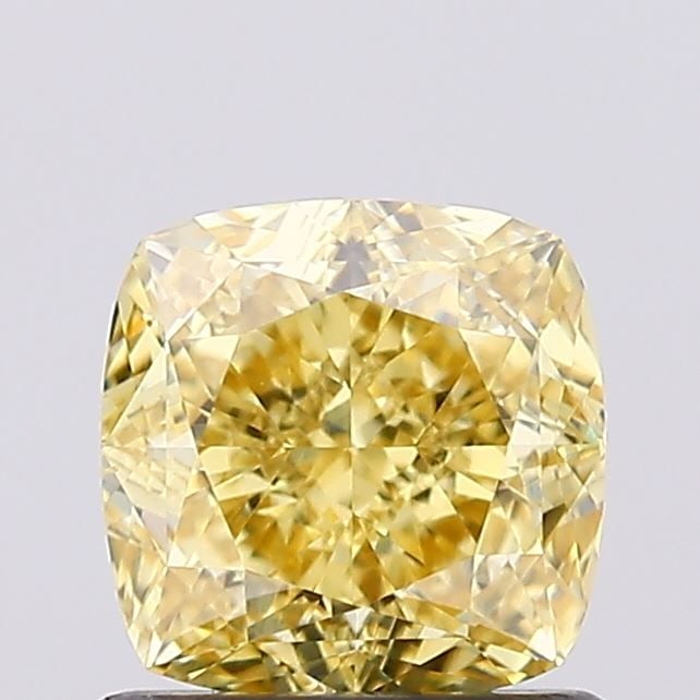 Loose Diamond - CUSHION MODIFIED 1.03ct Fancy Vivid Yellow VS2: Loose Diamond - CUSHION MODIFIED 1.03ct Fancy Vivid Yellow VS2 Source: This is a real non-mined Diamond that has been grown in a lab Shape: CUSHION MODIFIED Carats: 1.03 Color: Fancy Vivid Yellow Cert