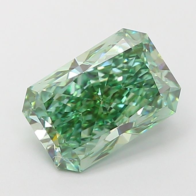 Loose Diamond - RADIANT 2.4ct Fancy Vivid Green VS1: Loose Diamond - RADIANT 2.4ct Fancy Vivid Green VS1 Source: This is a real non-mined Diamond that has been grown in a lab Shape: RADIANT Carats: 2.4 Color: Fancy Vivid Green Certification: IGI Video: