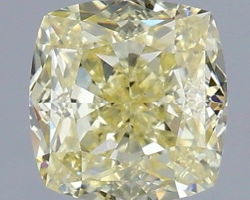 Loose Diamond - CUSHION MODIFIED 1.08ct Fancy Light Yellow VS2: Loose Diamond - CUSHION MODIFIED 1.08ct Fancy Light Yellow VS2 Source: This is a real non-mined Diamond that has been grown in a lab Shape: CUSHION MODIFIED Carats: 1.08 Color: Fancy Light Yellow Cert