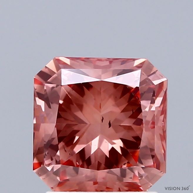 Loose Diamond - SQUARE RADIANT 2.04ct Fancy Vivid Brownish Pink SI1: Loose Diamond - SQUARE RADIANT 2.04ct Fancy Vivid Brownish Pink SI1 Source: This is a real non-mined Diamond that has been grown in a lab Shape: SQUARE RADIANT Carats: 2.04 Color: Fancy Vivid
