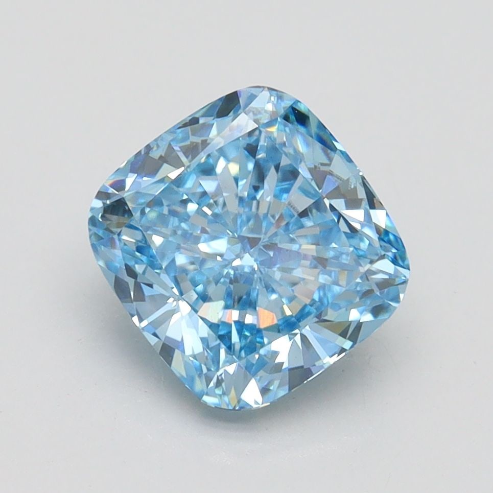 Loose Diamond - CUSHION BRILLIANT 2.1ct Fancy Vivid Blue VS1: Loose Diamond - CUSHION BRILLIANT 2.1ct Fancy Vivid Blue VS1 Source: This is a real non-mined Diamond that has been grown in a lab Shape: CUSHION BRILLIANT Carats: 2.1 Color: Fancy Vivid Blue Certific