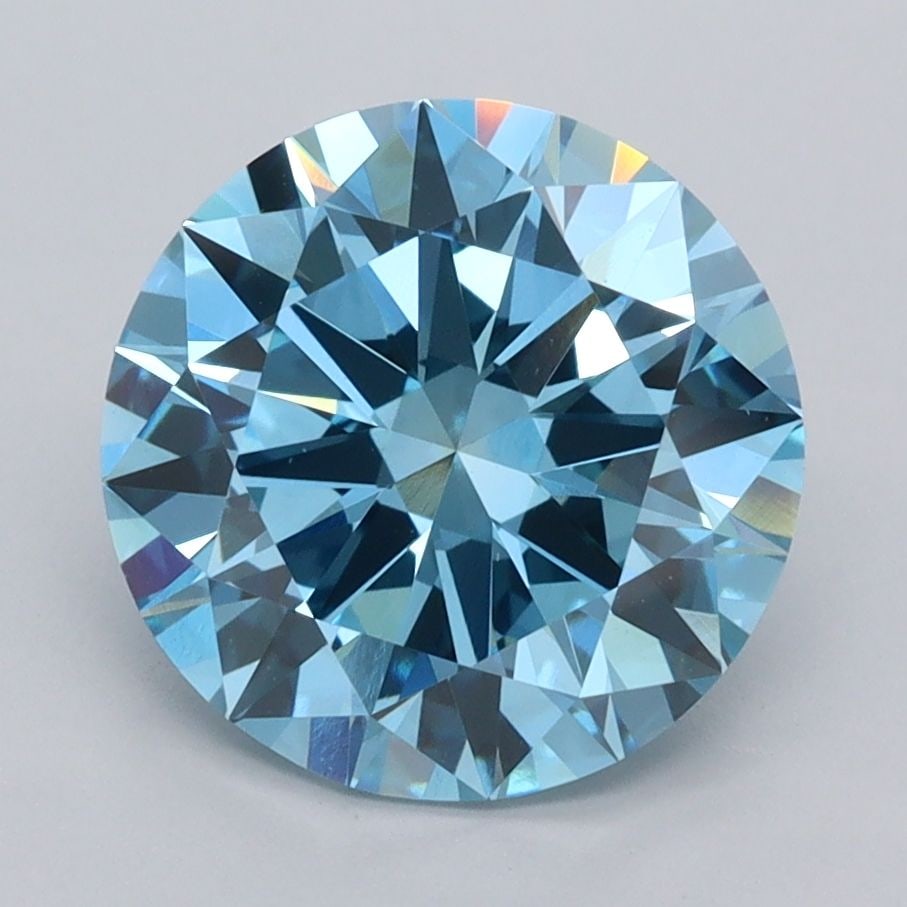 Loose Diamond - ROUND 3.01ct Fancy Vivid Blue VVS2: Loose Diamond - ROUND 3.01ct Fancy Vivid Blue VVS2 Source: This is a real non-mined Diamond that has been grown in a lab Shape: ROUND Carats: 3.01 Color: Fancy Vivid Blue Certification: IGI Video: