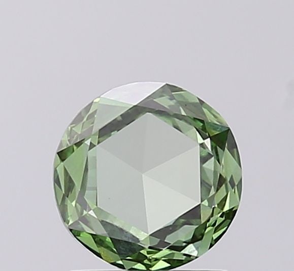 Loose Diamond - ROSE 0.88ct Fancy Vivid Green VS1: Loose Diamond - ROSE 0.88ct Fancy Vivid Green VS1 Source: This is a real non-mined Diamond that has been grown in a lab Shape: ROSE Carats: 0.88 Color: Fancy Vivid Green Certification: IGI Video: