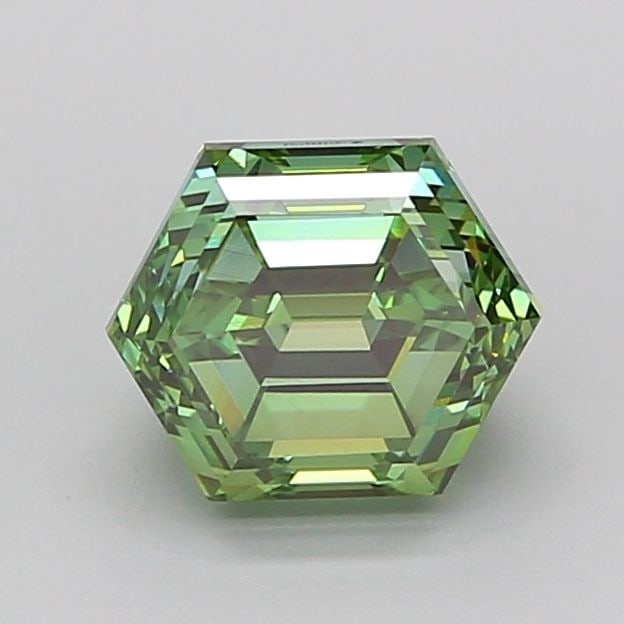 Loose Diamond - HEXAGONAL 1.51ct Fancy Vivid Green VS1: Loose Diamond - HEXAGONAL 1.51ct Fancy Vivid Green VS1 Source: This is a real non-mined Diamond that has been grown in a lab Shape: HEXAGONAL Carats: 1.51 Color: Fancy Vivid Green Certification: IGI