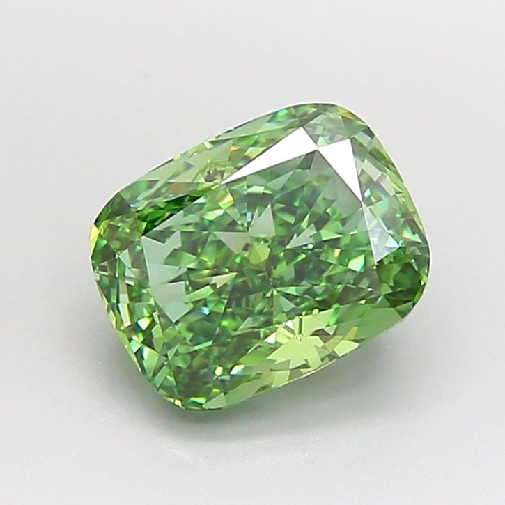 Loose Diamond - CUSHION MODIFIED 2.05ct Fancy Vivid Green VVS1: Loose Diamond - CUSHION MODIFIED 2.05ct Fancy Vivid Green VVS1 Source: This is a real non-mined Diamond that has been grown in a lab Shape: CUSHION MODIFIED Carats: 2.05 Color: Fancy Vivid Green Certi