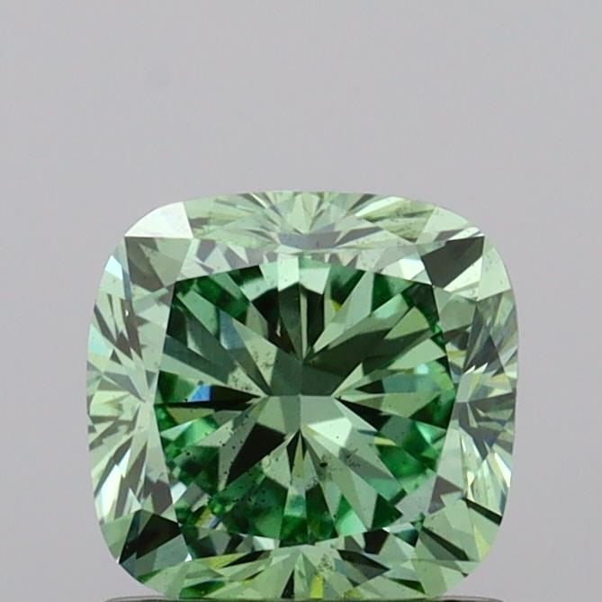 Loose Diamond - CUSHION MODIFIED 1.08ct Fancy Vivid Green VS2: Loose Diamond - CUSHION MODIFIED 1.08ct Fancy Vivid Green VS2 Source: This is a real non-mined Diamond that has been grown in a lab Shape: CUSHION MODIFIED Carats: 1.08 Color: Fancy Vivid Green Certif