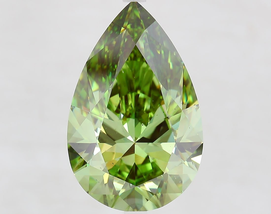 Loose Diamond - PEAR 11.04ct Fancy Vivid Green VS2: Loose Diamond - PEAR 11.04ct Fancy Vivid Green VS2 Source: This is a real non-mined Diamond that has been grown in a lab Shape: PEAR Carats: 11.04 Color: Fancy Vivid Green Certification: IGI Video: