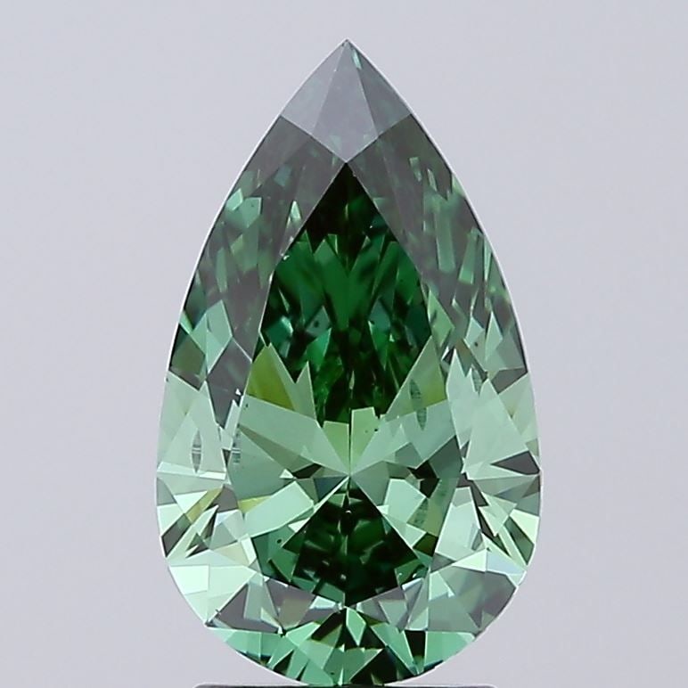 Loose Diamond - PEAR 2.5ct Fancy Vivid Green VS2: Loose Diamond - PEAR 2.5ct Fancy Vivid Green VS2 Source: This is a real non-mined Diamond that has been grown in a lab Shape: PEAR Carats: 2.5 Color: Fancy Vivid Green Certification: IGI Video: