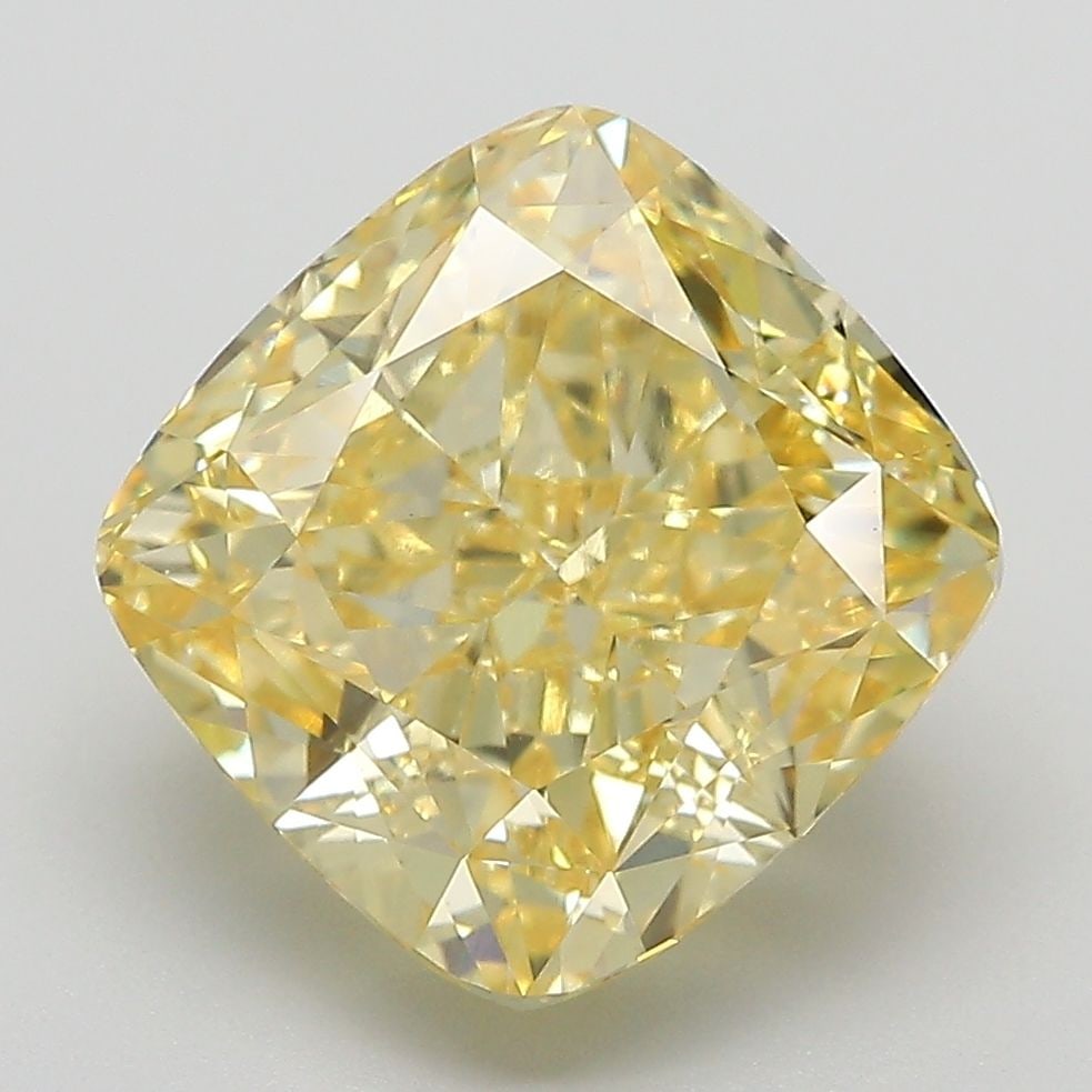 Loose Diamond - CUSHION MODIFIED 5.54ct Fancy Vivid Yellow VS1: Loose Diamond - CUSHION MODIFIED 5.54ct Fancy Vivid Yellow VS1 Source: This is a real non-mined Diamond that has been grown in a lab Shape: CUSHION MODIFIED Carats: 5.54 Color: Fancy Vivid Yellow Cert