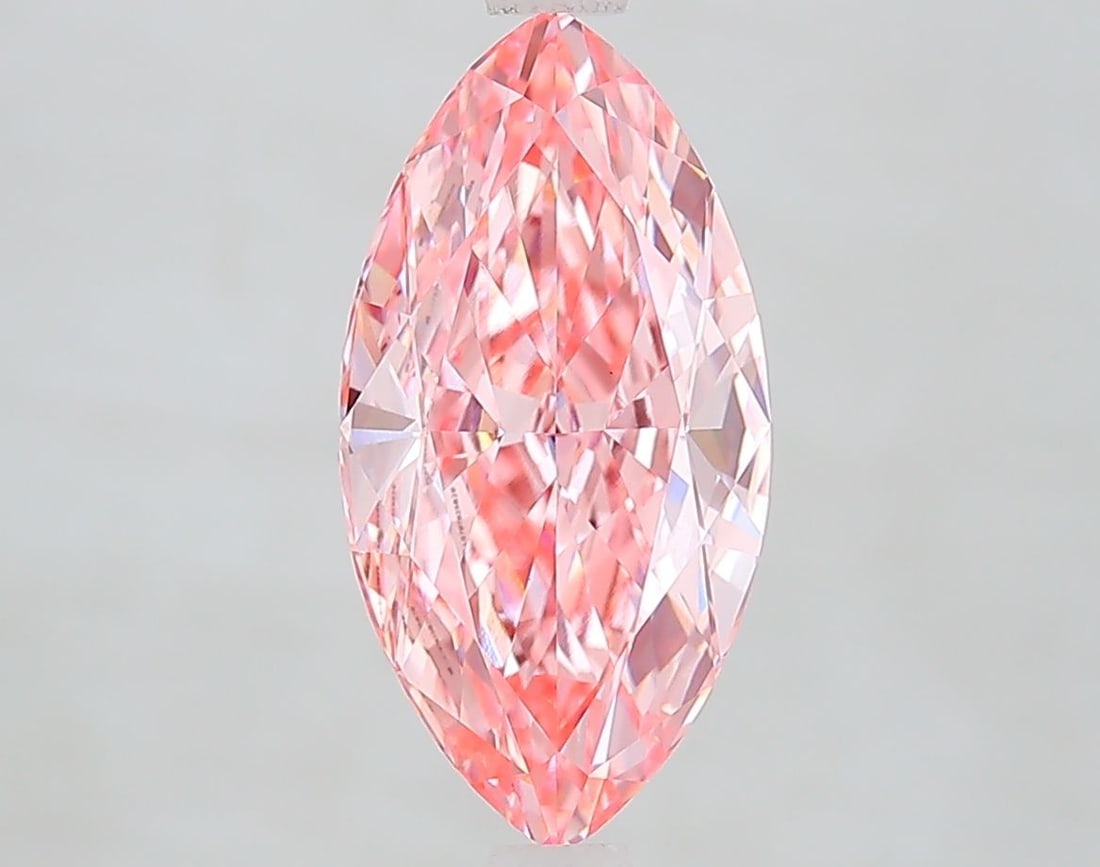 Loose Diamond - MARQUISE 2.64ct Fancy Vivid Pink VVS2: Loose Diamond - MARQUISE 2.64ct Fancy Vivid Pink VVS2 Source: This is a real non-mined Diamond that has been grown in a lab Shape: MARQUISE Carats: 2.64 Color: Fancy Vivid Pink Certification: IGI Vide