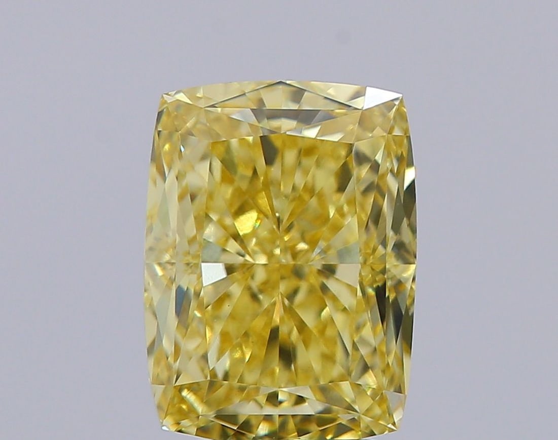 Loose Diamond - CUSHION MODIFIED 4.06ct Fancy Intense Yellow VS1: Loose Diamond - CUSHION MODIFIED 4.06ct Fancy Intense Yellow VS1 Source: This is a real non-mined Diamond that has been grown in a lab Shape: CUSHION MODIFIED Carats: 4.06 Color: Fancy Intense Yellow 