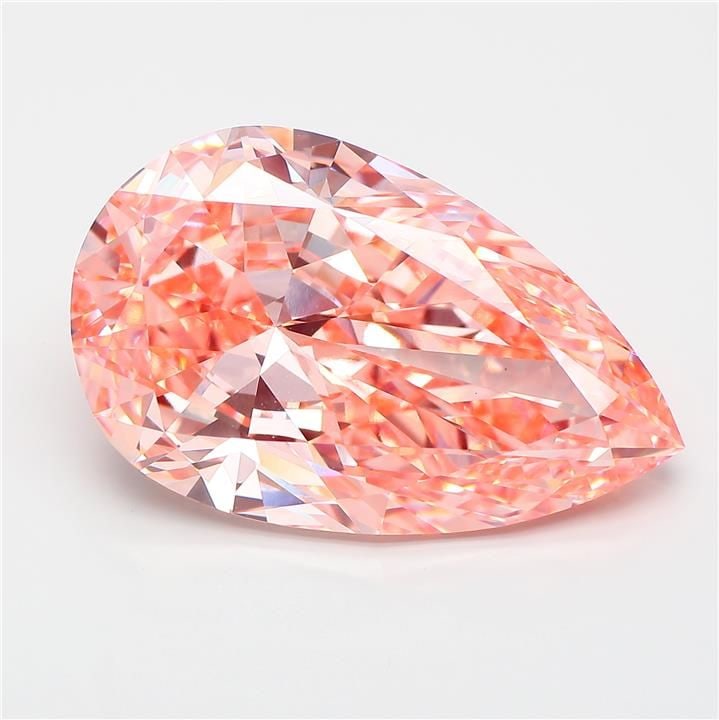 Loose Diamond - PEAR 15.15ct Fancy Intense Pink VS1: Loose Diamond - PEAR 15.15ct Fancy Intense Pink VS1 Source: This is a real non-mined Diamond that has been grown in a lab Shape: PEAR Carats: 15.15 Color: Fancy Intense Pink Certification: IGI Video: