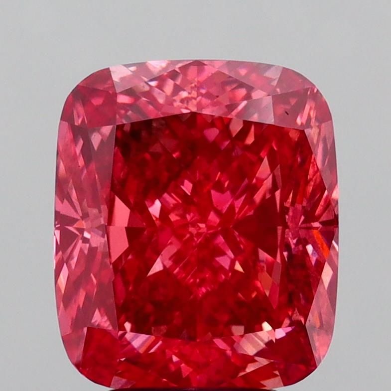 Loose Diamond - CUSHION MODIFIED 4.52ct Fancy Vivid Red SI2: Loose Diamond - CUSHION MODIFIED 4.52ct Fancy Vivid Red SI2 Source: This is a real non-mined Diamond that has been grown in a lab Shape: CUSHION MODIFIED Carats: 4.52 Color: Fancy Vivid Red Certificat