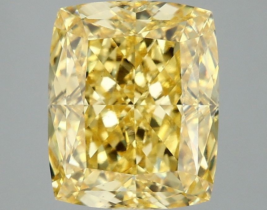 Loose Diamond - CUSHION MODIFIED 4.06ct Fancy Vivid Yellow VS1: Loose Diamond - CUSHION MODIFIED 4.06ct Fancy Vivid Yellow VS1 Source: This is a real non-mined Diamond that has been grown in a lab Shape: CUSHION MODIFIED Carats: 4.06 Color: Fancy Vivid Yellow Cert