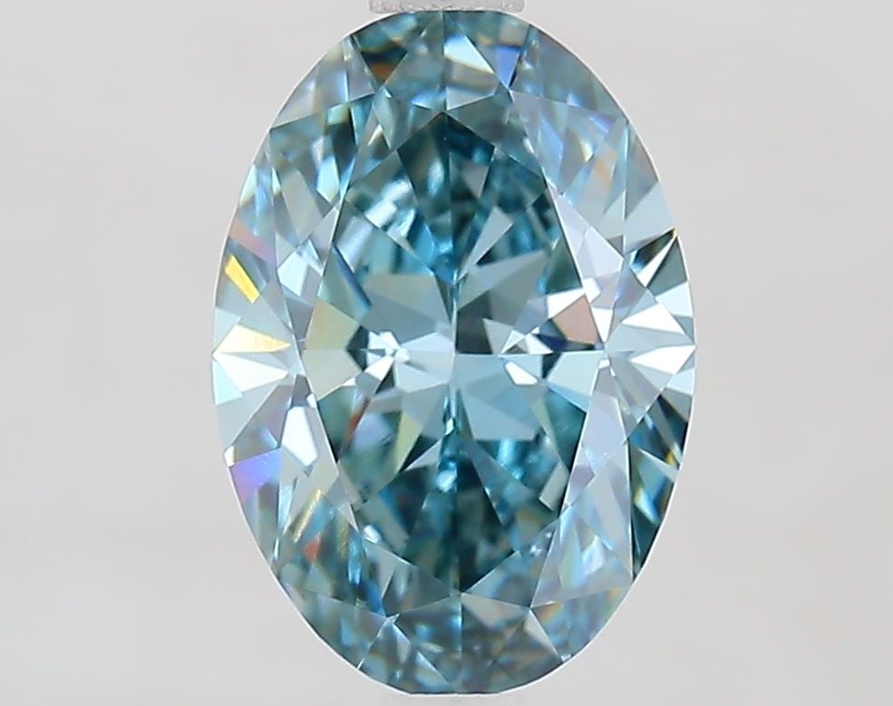 Loose Diamond - OVAL 1.88ct Fancy Vivid Greenish Blue VVS1: Loose Diamond - OVAL 1.88ct Fancy Vivid Greenish Blue VVS1 Source: This is a real non-mined Diamond that has been grown in a lab Shape: OVAL Carats: 1.88 Color: Fancy Vivid Greenish Blue Certification