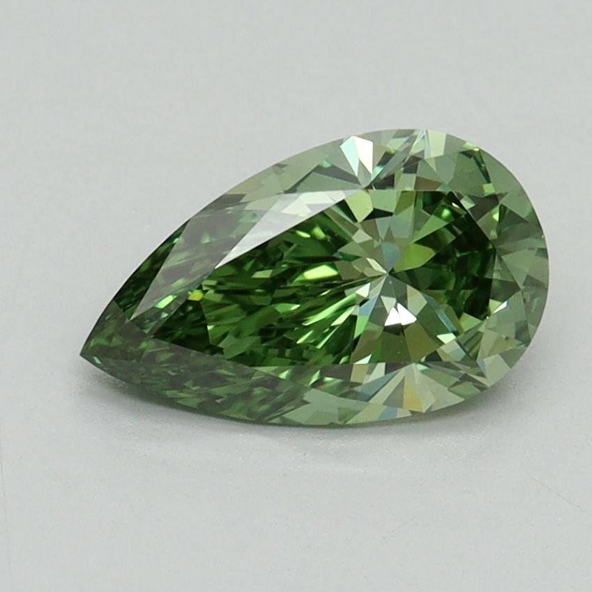 Loose Diamond - PEAR 1.06ct Fancy Vivid Green VVS2: Loose Diamond - PEAR 1.06ct Fancy Vivid Green VVS2 Source: This is a real non-mined Diamond that has been grown in a lab Shape: PEAR Carats: 1.06 Color: Fancy Vivid Green Certification: IGI Video: