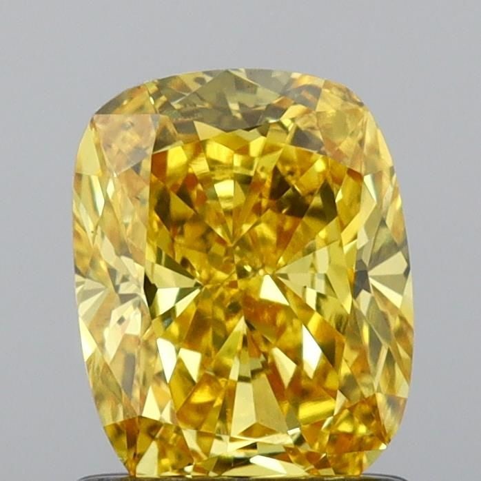 Loose Diamond - CUSHION BRILLIANT 0.96ct Fancy Vivid Yellow VS1: Loose Diamond - CUSHION BRILLIANT 0.96ct Fancy Vivid Yellow VS1 Source: This is a real non-mined Diamond that has been grown in a lab Shape: CUSHION BRILLIANT Carats: 0.96 Color: Fancy Vivid Yellow Ce