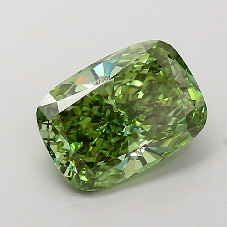 Loose Diamond - CUSHION MODIFIED 2.02ct Fancy Vivid Green VS1: Loose Diamond - CUSHION MODIFIED 2.02ct Fancy Vivid Green VS1 Source: This is a real non-mined Diamond that has been grown in a lab Shape: CUSHION MODIFIED Carats: 2.02 Color: Fancy Vivid Green Certif