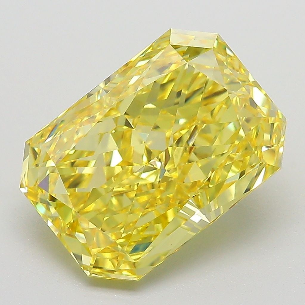 Loose Diamond - RADIANT 5.06ct Fancy Vivid Yellow VVS2: Loose Diamond - RADIANT 5.06ct Fancy Vivid Yellow VVS2 Source: This is a real non-mined Diamond that has been grown in a lab Shape: RADIANT Carats: 5.06 Color: Fancy Vivid Yellow Certification: IGI Vi