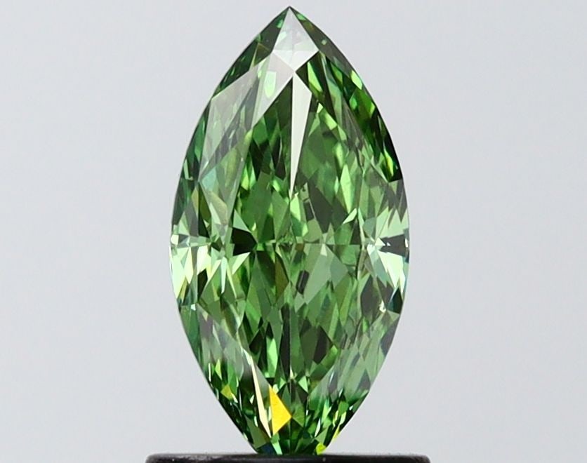Loose Diamond - MARQUISE 1.07ct Fancy Vivid Green VVS2: Loose Diamond - MARQUISE 1.07ct Fancy Vivid Green VVS2 Source: This is a real non-mined Diamond that has been grown in a lab Shape: MARQUISE Carats: 1.07 Color: Fancy Vivid Green Certification: IGI