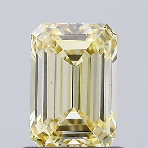 Loose Diamond - EMERALD 0.88ct Fancy Light Yellow VS1: Loose Diamond - EMERALD 0.88ct Fancy Light Yellow VS1 Source: This is a real non-mined Diamond that has been grown in a lab Shape: EMERALD Carats: 0.88 Color: Fancy Light Yellow Certification: IGI Vid