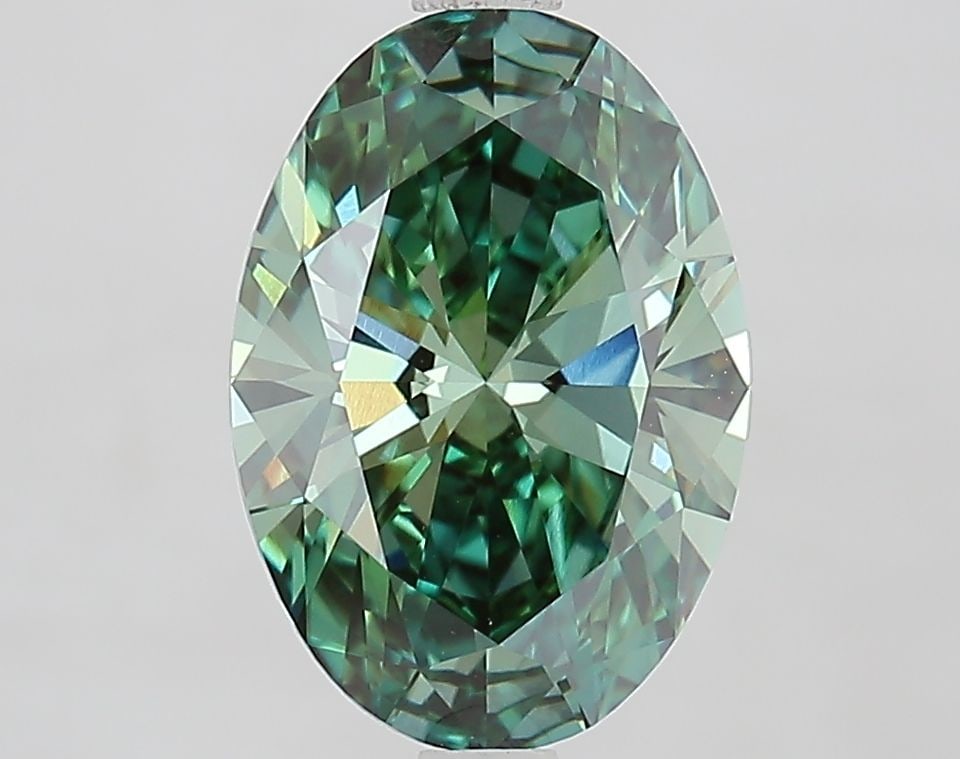 Loose Diamond - OVAL 2.62ct Fancy Vivid Green VVS2: Loose Diamond - OVAL 2.62ct Fancy Vivid Green VVS2 Source: This is a real non-mined Diamond that has been grown in a lab Shape: OVAL Carats: 2.62 Color: Fancy Vivid Green Certification: IGI Video: