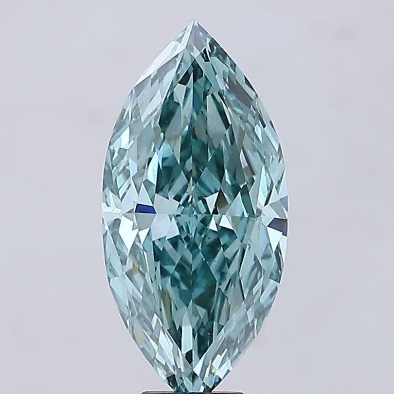 Loose Diamond - MARQUISE 10.04ct Fancy Vivid Blueish Green VS1: Loose Diamond - MARQUISE 10.04ct Fancy Vivid Blueish Green VS1 Source: This is a real non-mined Diamond that has been grown in a lab Shape: MARQUISE Carats: 10.04 Color: Fancy Vivid Blueish Green