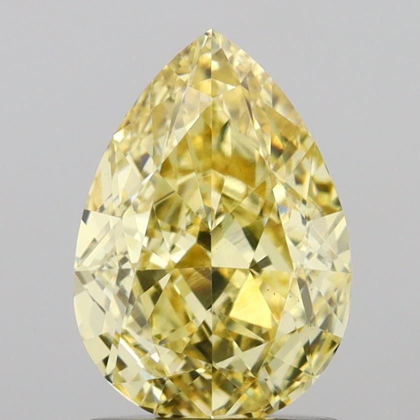 Loose Diamond - PEAR 1.51ct Fancy Yellow VS1: Loose Diamond - PEAR 1.51ct Fancy Yellow VS1 Source: This is a real non-mined Diamond that has been grown in a lab Shape: PEAR Carats: 1.51 Color: Fancy Yellow Certification: IGI Video: