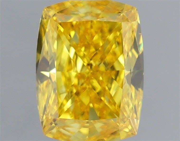 Loose Diamond - CUSHION MODIFIED 1.0ct Fancy Vivid Yellow VVS2: Loose Diamond - CUSHION MODIFIED 1.0ct Fancy Vivid Yellow VVS2 Source: This is a real non-mined Diamond that has been grown in a lab Shape: CUSHION MODIFIED Carats: 1.0 Color: Fancy Vivid Yellow Certi