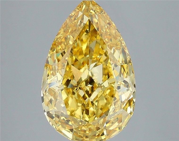 Loose Diamond - PEAR 5.04ct Fancy Vivid Yellow VS1: Loose Diamond - PEAR 5.04ct Fancy Vivid Yellow VS1 Source: This is a real non-mined Diamond that has been grown in a lab Shape: PEAR Carats: 5.04 Color: Fancy Vivid Yellow Certification: IGI Video: