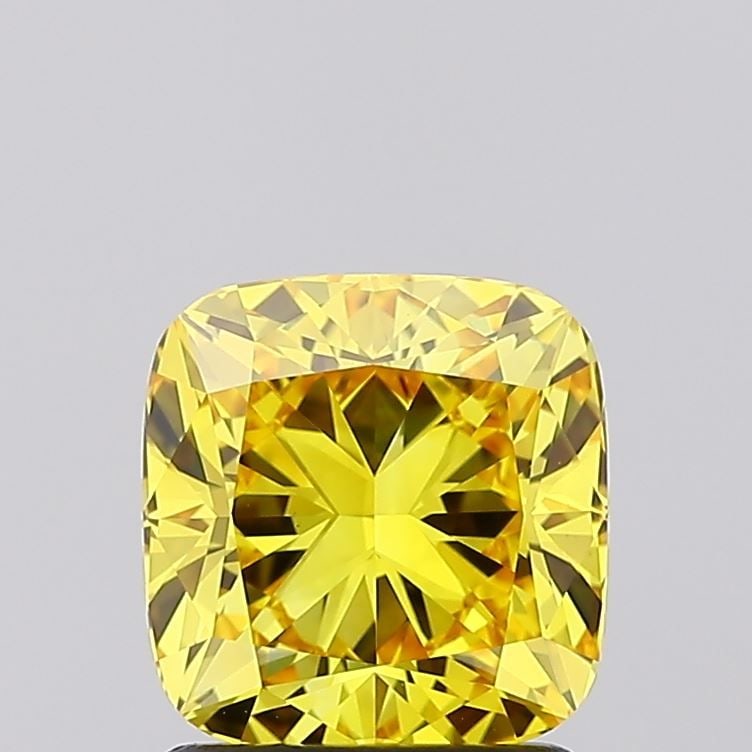 Loose Diamond - CUSHION BRILLIANT 1.58ct Fancy Vivid Yellow VS1: Loose Diamond - CUSHION BRILLIANT 1.58ct Fancy Vivid Yellow VS1 Source: This is a real non-mined Diamond that has been grown in a lab Shape: CUSHION BRILLIANT Carats: 1.58 Color: Fancy Vivid Yellow Ce