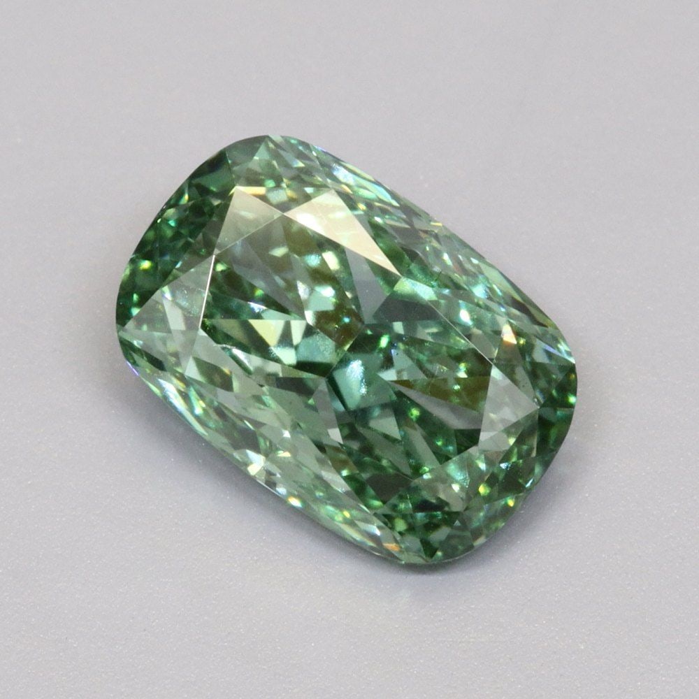 Loose Diamond - CUSHION MODIFIED 2.51ct Fancy Vivid Green VS1: Loose Diamond - CUSHION MODIFIED 2.51ct Fancy Vivid Green VS1 Source: This is a real non-mined Diamond that has been grown in a lab Shape: CUSHION MODIFIED Carats: 2.51 Color: Fancy Vivid Green