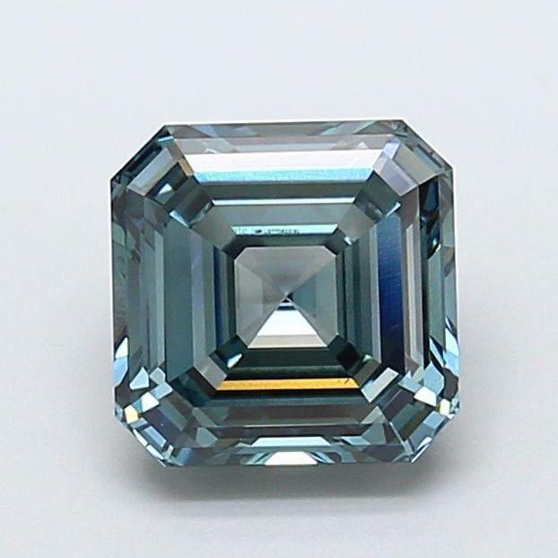 Loose Diamond - ASSCHER 3.66ct Fancy Vivid Greenish Blue VS1: Loose Diamond - ASSCHER 3.66ct Fancy Vivid Greenish Blue VS1 Source: This is a real non-mined Diamond that has been grown in a lab Shape: ASSCHER Carats: 3.66 Color: Fancy Vivid Greenish Blue Certific