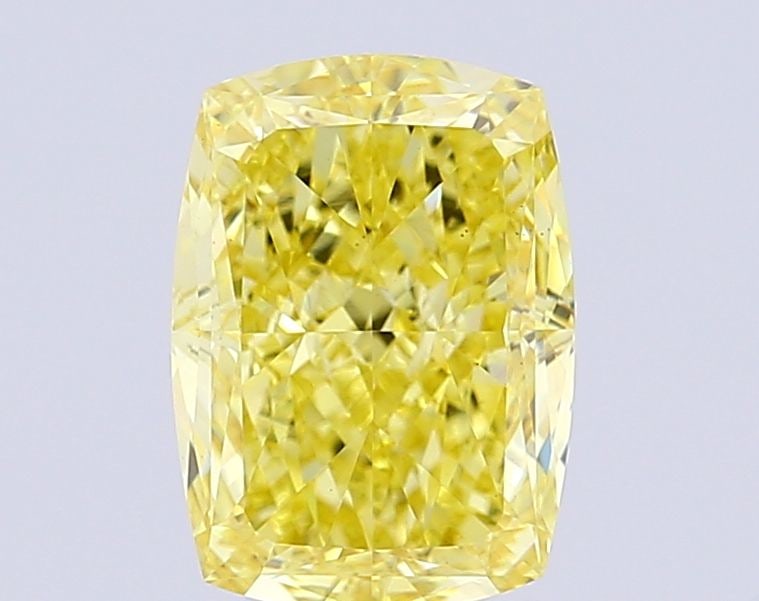 Loose Diamond - CUSHION MODIFIED 2.7ct Fancy Vivid Yellow VS1: Loose Diamond - CUSHION MODIFIED 2.7ct Fancy Vivid Yellow VS1 Source: This is a real non-mined Diamond that has been grown in a lab Shape: CUSHION MODIFIED Carats: 2.7 Color: Fancy Vivid Yellow Certif