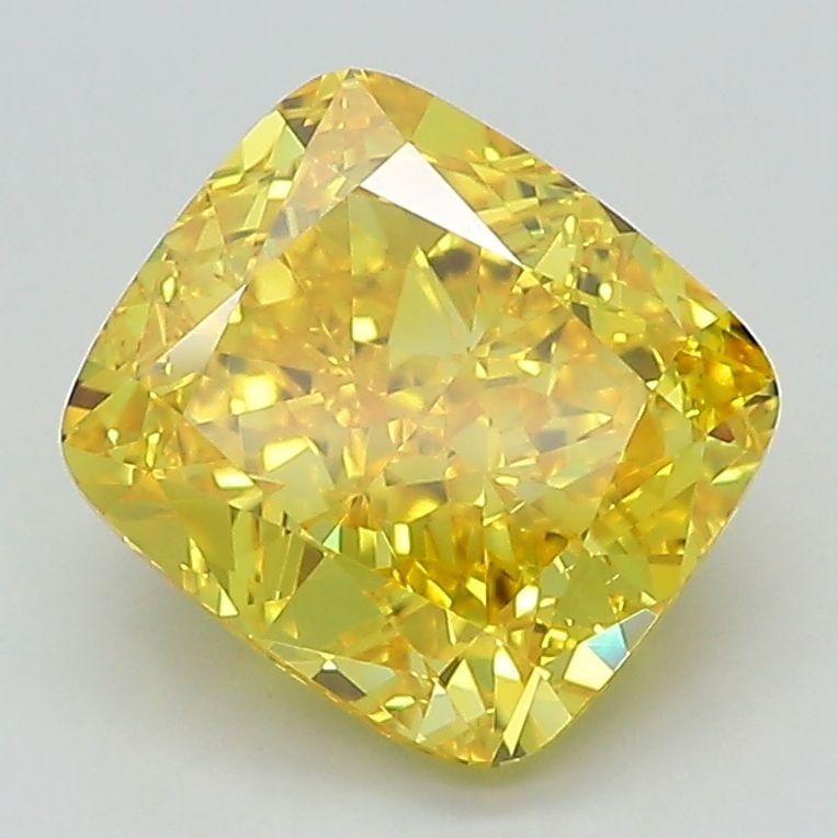 Loose Diamond - CUSHION BRILLIANT 2.69ct Fancy Vivid Yellow VS1: Loose Diamond - CUSHION BRILLIANT 2.69ct Fancy Vivid Yellow VS1 Source: This is a real non-mined Diamond that has been grown in a lab Shape: CUSHION BRILLIANT Carats: 2.69 Color: Fancy Vivid Yellow Ce
