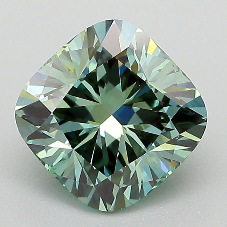 Loose Diamond - CUSHION MODIFIED 2.01ct Fancy Vivid Green VS1: Loose Diamond - CUSHION MODIFIED 2.01ct Fancy Vivid Green VS1 Source: This is a real non-mined Diamond that has been grown in a lab Shape: CUSHION MODIFIED Carats: 2.01 Color: Fancy Vivid Green Certif