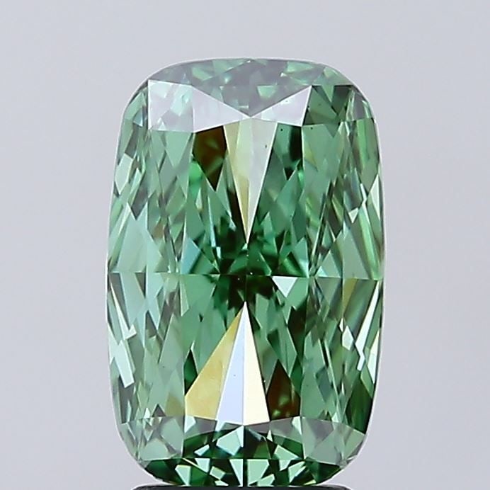 Loose Diamond - CUSHION MODIFIED 3.06ct Fancy Vivid Green VS1: Loose Diamond - CUSHION MODIFIED 3.06ct Fancy Vivid Green VS1 Source: This is a real non-mined Diamond that has been grown in a lab Shape: CUSHION MODIFIED Carats: 3.06 Color: Fancy Vivid Green Certif
