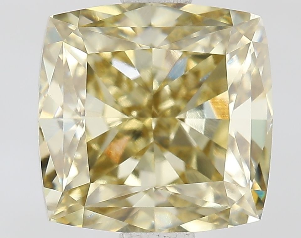 Loose Diamond - CUSHION MODIFIED 2.1ct Fancy Intense Yellow VVS2: Loose Diamond - CUSHION MODIFIED 2.1ct Fancy Intense Yellow VVS2 Source: This is a real non-mined Diamond that has been grown in a lab Shape: CUSHION MODIFIED Carats: 2.1 Color: Fancy Intense Yellow C