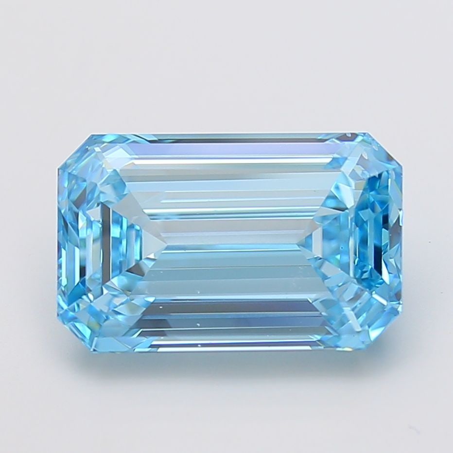 Loose Diamond - EMERALD 9.01ct Fancy Vivid Blue VS2: Loose Diamond - EMERALD 9.01ct Fancy Vivid Blue VS2 Source: This is a real non-mined Diamond that has been grown in a lab Shape: EMERALD Carats: 9.01 Color: Fancy Vivid Blue Certification: IGI Video: